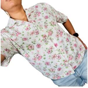 Vintage Blair Floral Pink Button Up Shirt Small